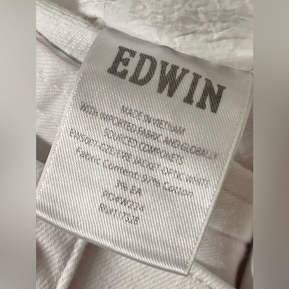 Anthropologie Edwin Evie Optic White Jean Jacket Silver Hardware NWT Small - Picture 8 of 12